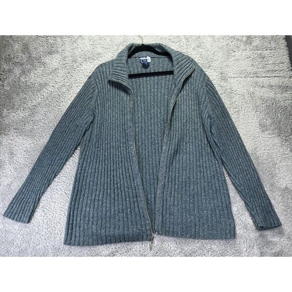 Vintage Venezia Wool Blend Cardigan Sweater Zip Pockets Blue‎ Speckled 18/20 - Picture 3 of 8